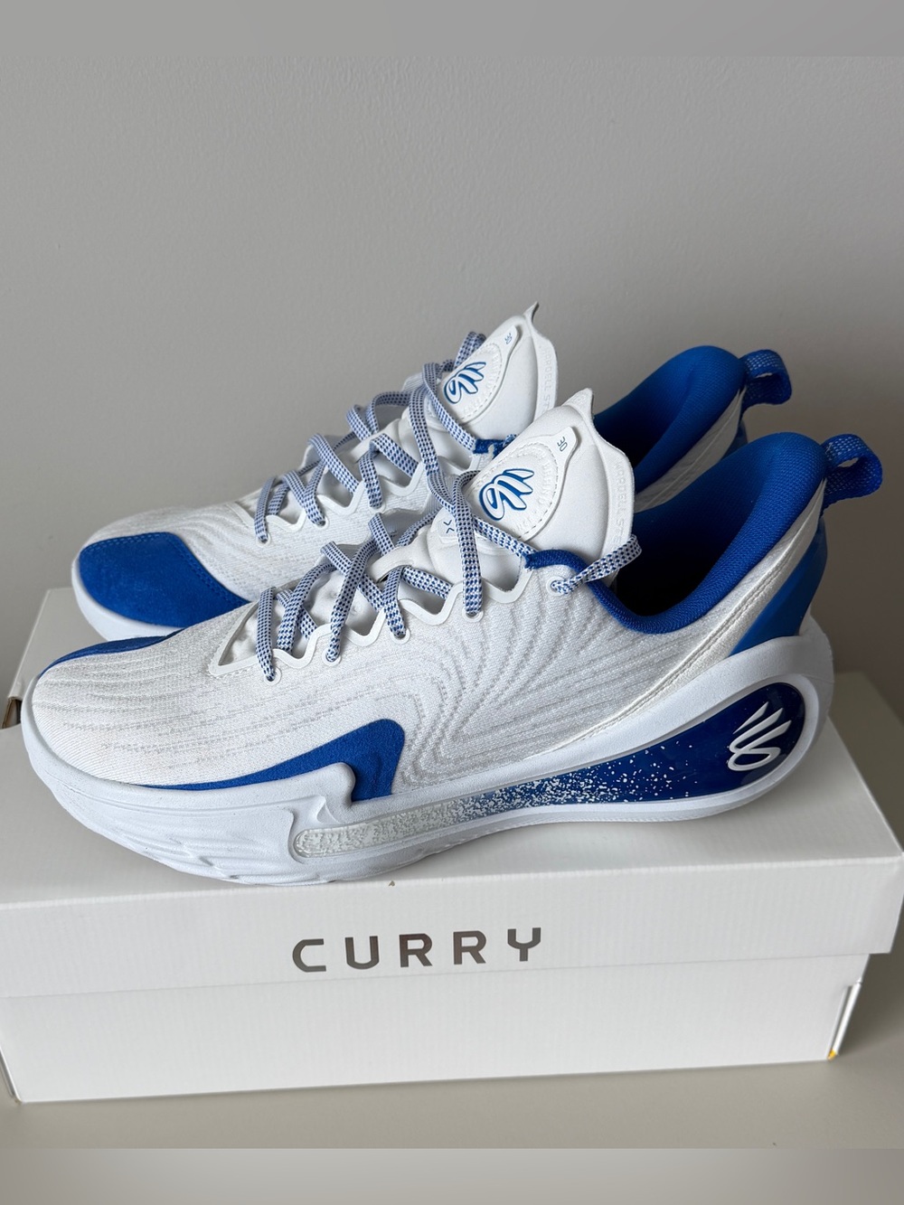Under Armour Curry 12 Team Basketball Shoes White Blue Men’s Size 10 - Picture 1 of 10